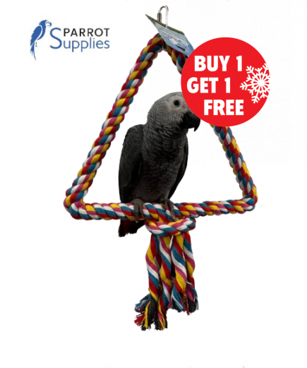 34Cm Medium Triangle Rope Swing Toy Parrot Toy - BOGOF